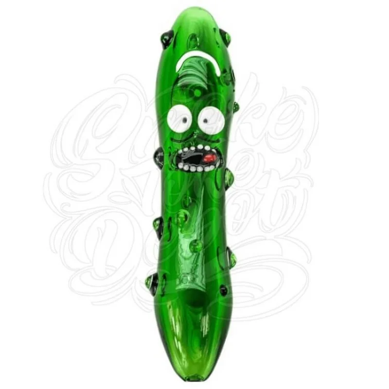 Rick and Morty Pipe Pickle Rick glass pipe in green
