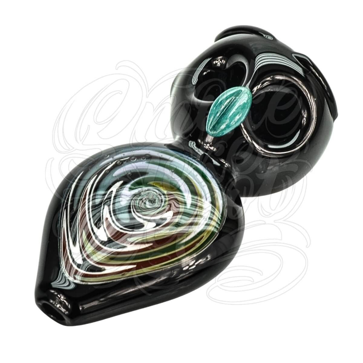 Owl glass pipe in upper horizontal view